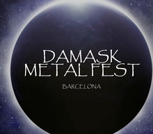 Cartell damask metal fest propsota fons lluna univers hortizontal solo texto